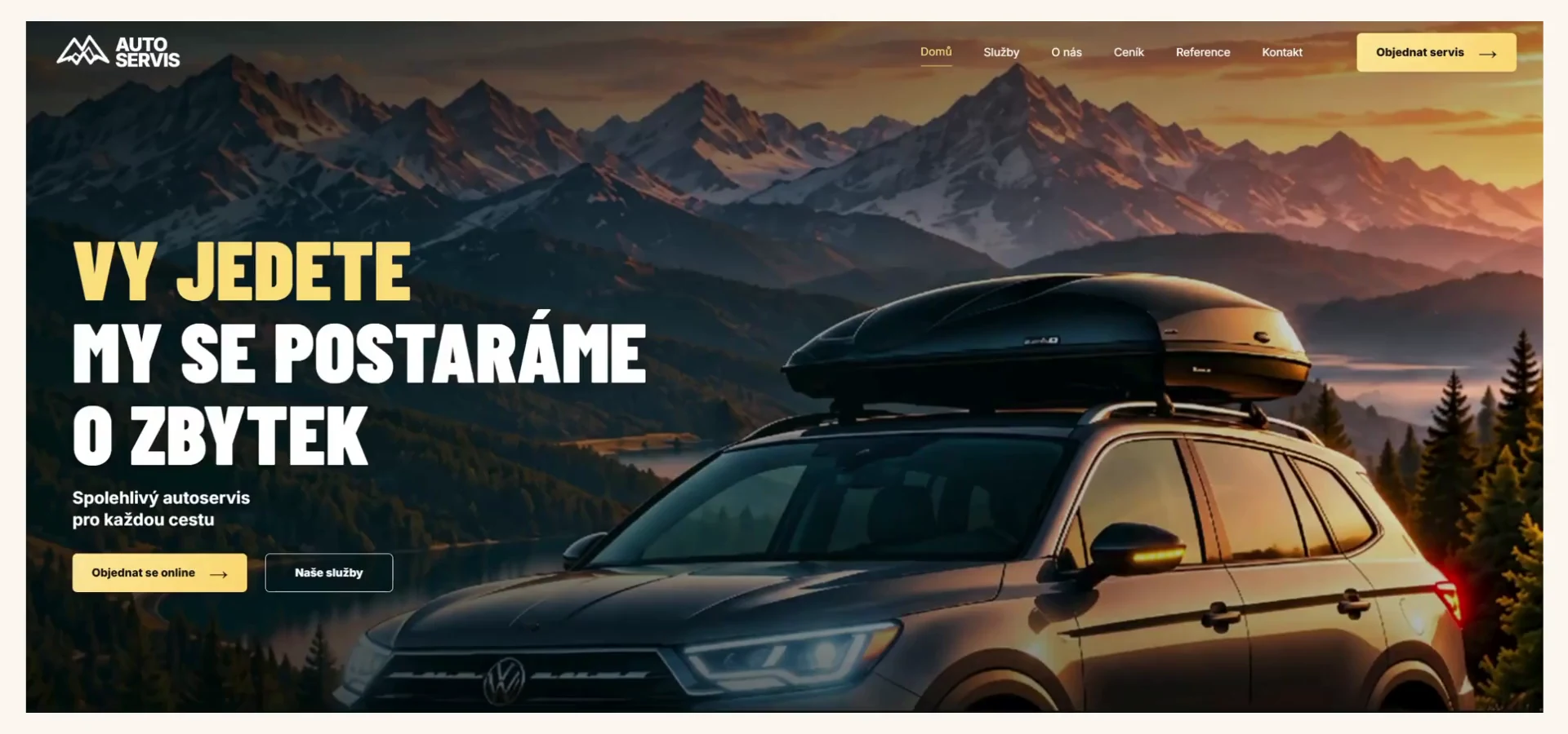 Inspirativní návrh webu autopříslušenství – dynamický webdesign s fotografií automobilu