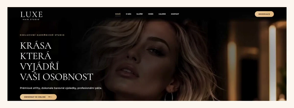 Inspirativní webdesign kadeřnického salonu LUXE Hair Studio