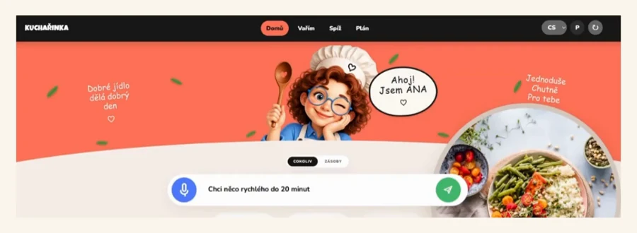 Ukázka webové aplikace s recepty a plánováním jídel